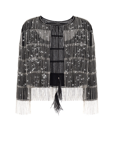 Black Rhinestones Chiffon Jacket, 1