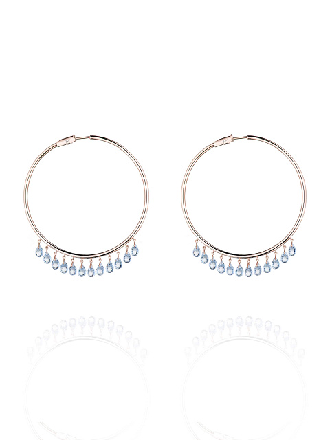 Hoop earrings made of rose gold with rock crystal, 1