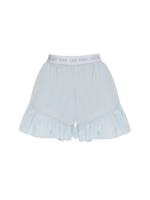 Light blue set with tie top and ruffled shorts, 3 Light blue set with tie top and ruffled shorts, 3
