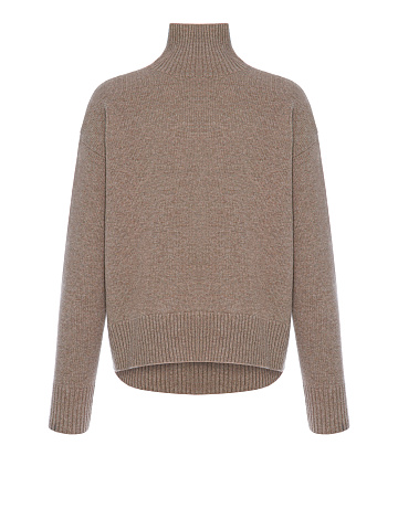 Dark Beige Royal Cashmere Turtleneck Sweater, 1