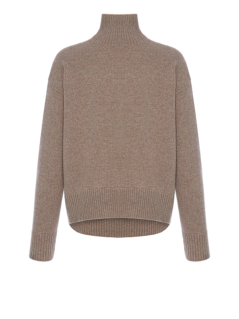 Dark Beige Royal Cashmere Turtleneck Sweater, 1