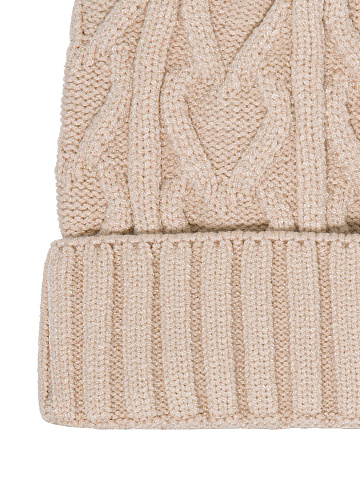 Beige cable-knit beanie, 2