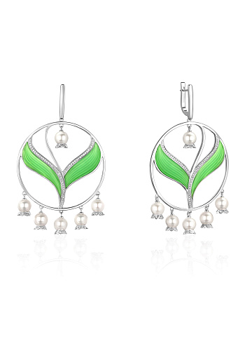 White gold hoops with pearls and diamonds, 1