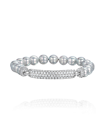 White gold bracelet with grey Akoya pearls, 1