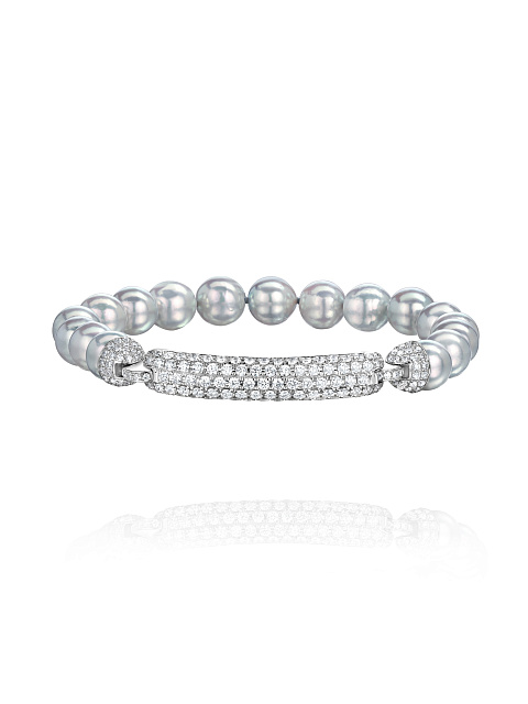 White gold bracelet with grey Akoya pearls, 1