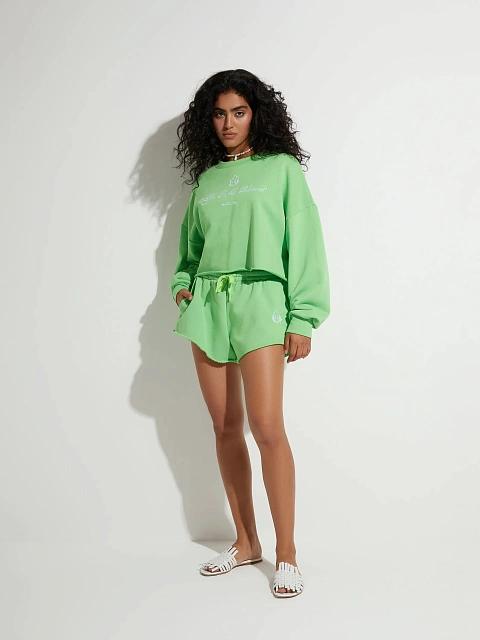 Lime Green Jersey Sweatshirt & Shorts Set, 8 Lime Green Jersey Sweatshirt & Shorts Set, 8