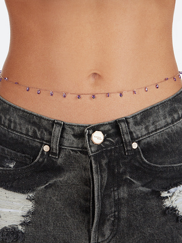 Purple Cubic Zirkonia & Rose Silver Body Chain, 2