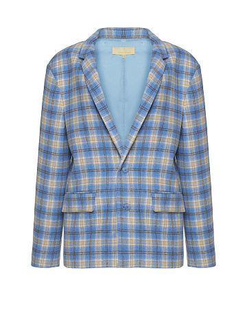 Light Blue & Yellow Oversized Check Jacket, 1