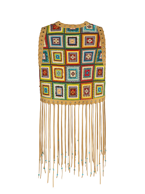 Brown Suede Embroidered Vest, 2