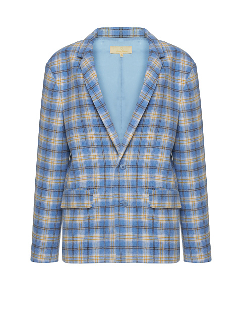 Light Blue & Yellow Oversized Check Jacket, 1 Light Blue & Yellow Oversized Check Jacket, 1