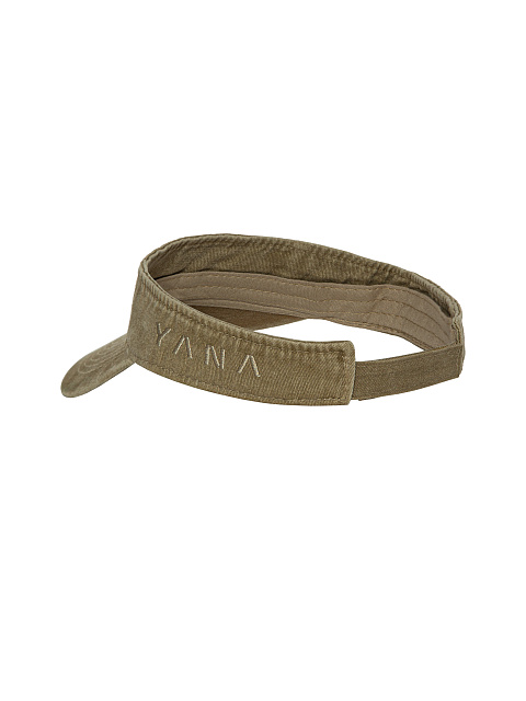 Brown Embroidered Denim Visor, 3