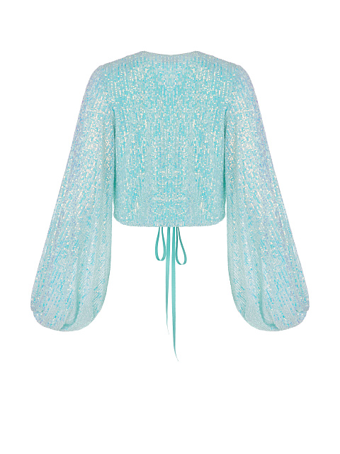 Turquoise Sequined Wrap Top, 2 Turquoise Sequined Wrap Top, 2