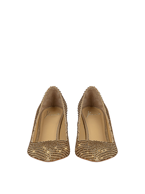 Beige Rhinestones Pumps, 2