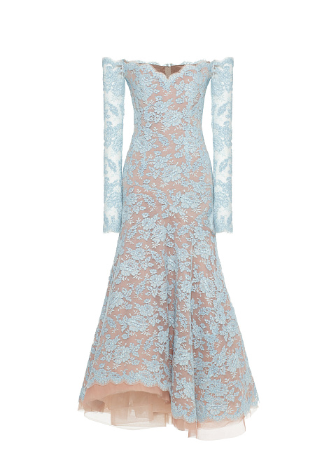 Off The Shoulder Blue Lace Midi Dress, 1 Off The Shoulder Blue Lace Midi Dress, 1