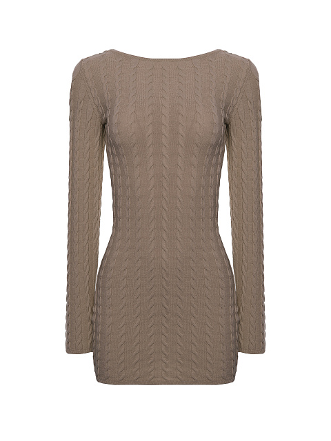 Brown knitted mini dress with open back, 1 Brown knitted mini dress with open back, 1