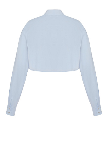 Light Blue Cotton Cropped Shirt, 2