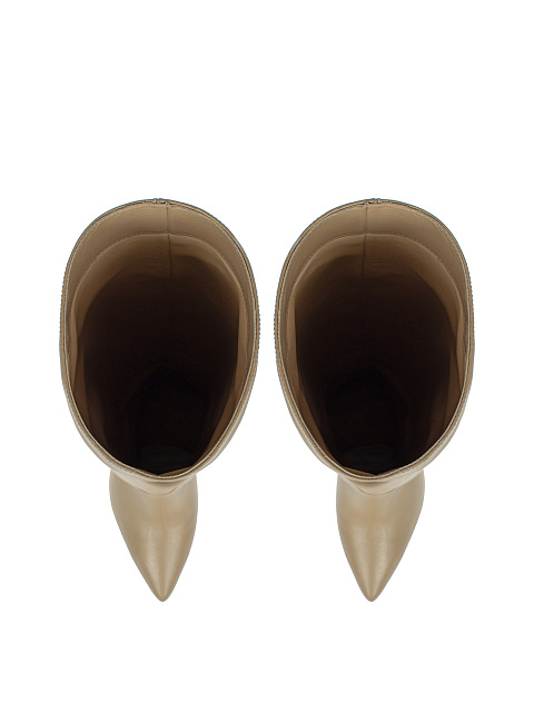 Beige Leather Stiletto Boots, 4