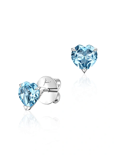 White Gold & Heart-cut Topaz Studs, 1