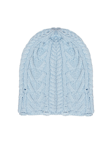 Light Blue Distressed Cotton Beanie, 1