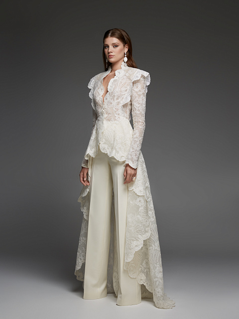 White Lace Tailcoat & Pants Suit, 8
