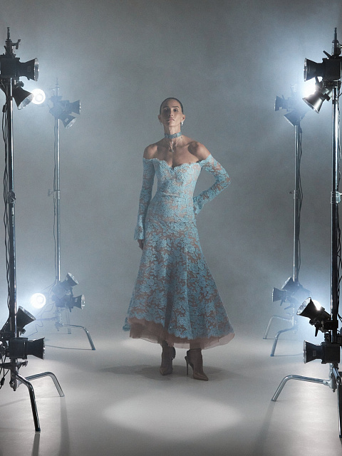 Off The Shoulder Blue Lace Midi Dress, 5 Off The Shoulder Blue Lace Midi Dress, 5