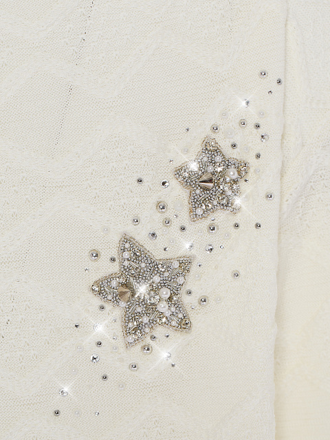 White Embroidered Star Jersey Longsleeve, 3