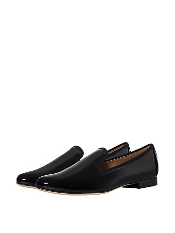 Black patent leather loafers, 1