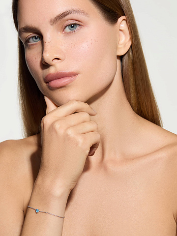 White Gold & Swiss Blue Topaz Heart Bracelet, 2