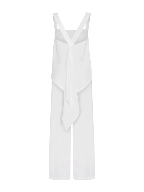 White Satin Top & Pants Set, 2 White Satin Top & Pants Set, 2