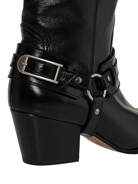 Black leather over-the-knee boots, 7