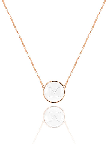 Rose Gold & Rock Crystal "M" Pendant, 1