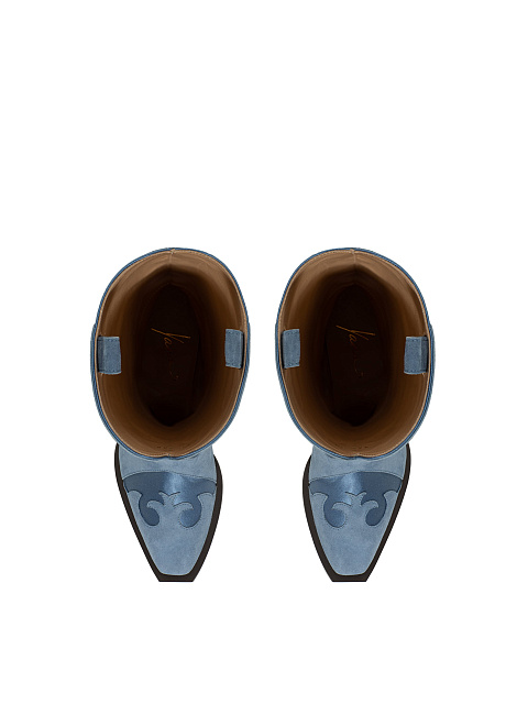 Blue Cossacks Made Of Satin And Suede With Chain, 4