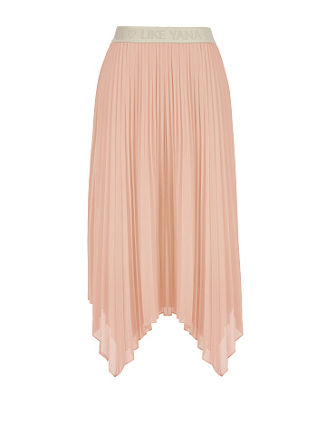 Light Pink Pleated Asymmetric Midi Skirt, 1