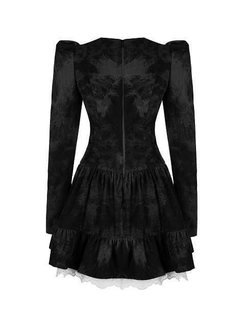 Black Denim Tie-Dye Mini Dress, 2