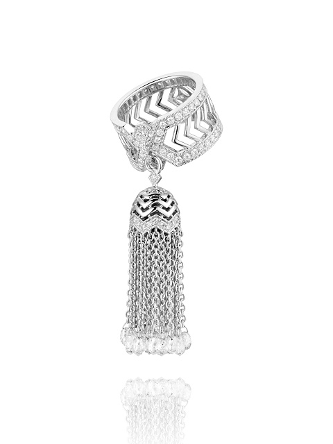 White Gold & Diamond Tassel Ring, 1