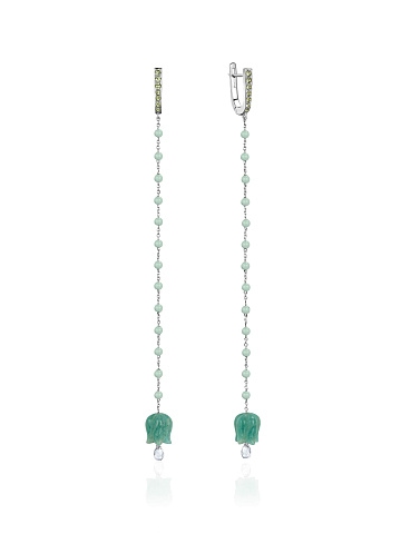 Long bell earrings with prasiolite and amazonite, 1