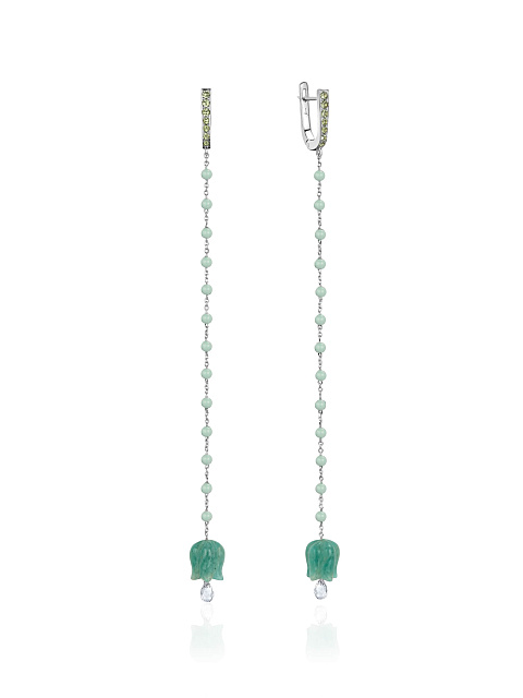Long bell earrings with prasiolite and amazonite, 1