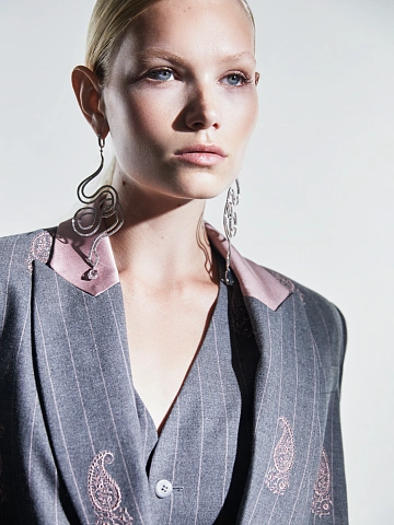 White Gold Aquamarine & Morganite & Diamond Snake Earrings, 2