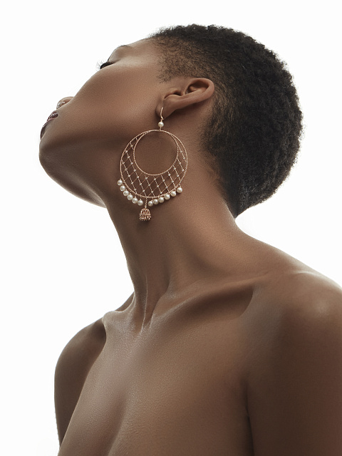 Rose Gold, Diamonds & Pearls Hoop Earrings, 6