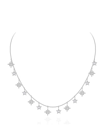 White gold necklace with star-shaped pendants, 1