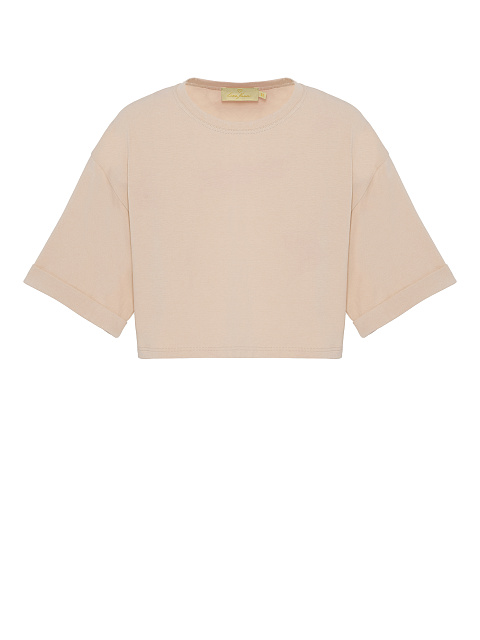 Light beige cropped cotton T-shirt, 1 Light beige cropped cotton T-shirt, 1
