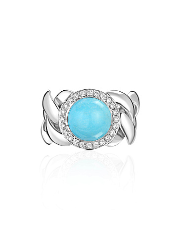 White gold ring with Arizona turquoise, 1
