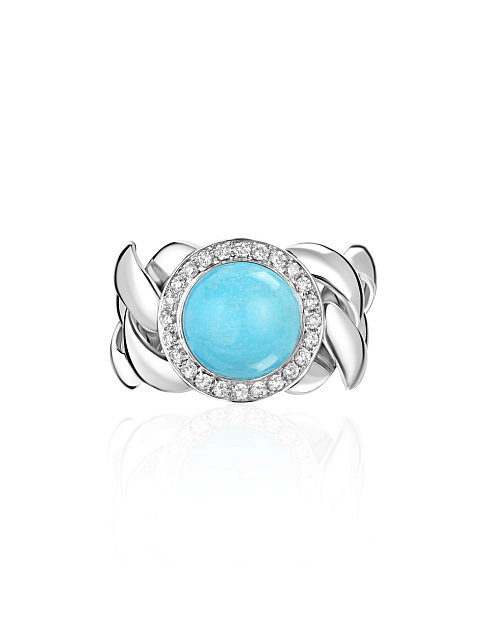 White gold ring with Arizona turquoise, 1
