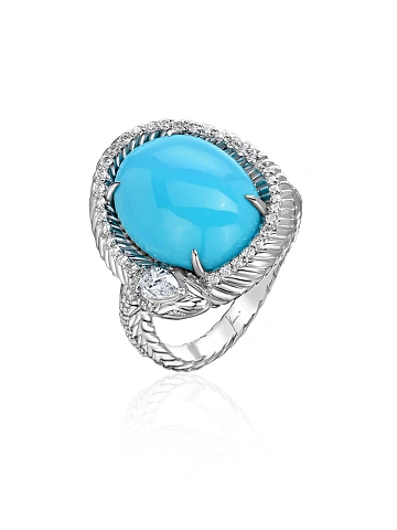 White Gold, Turquoise & Diamonds Ring, 1