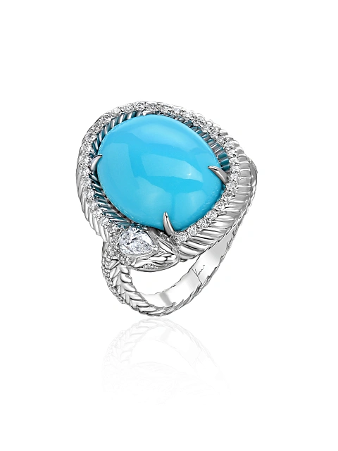 White Gold, Turquoise & Diamonds Ring, 1