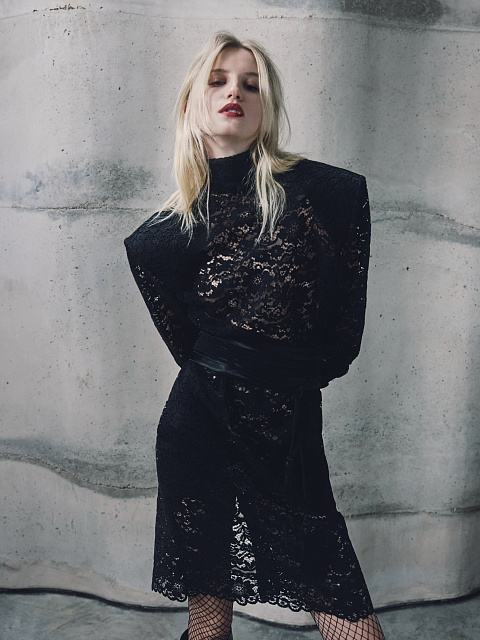 Black lace midi dress, 3