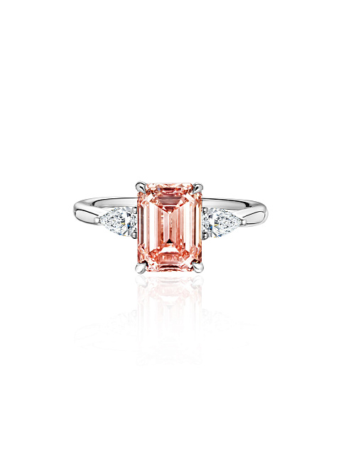 White gold ring with pink LG diamond, 4