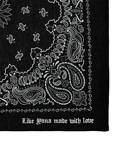 Black Cotton Paisley Printed Bandana, 2