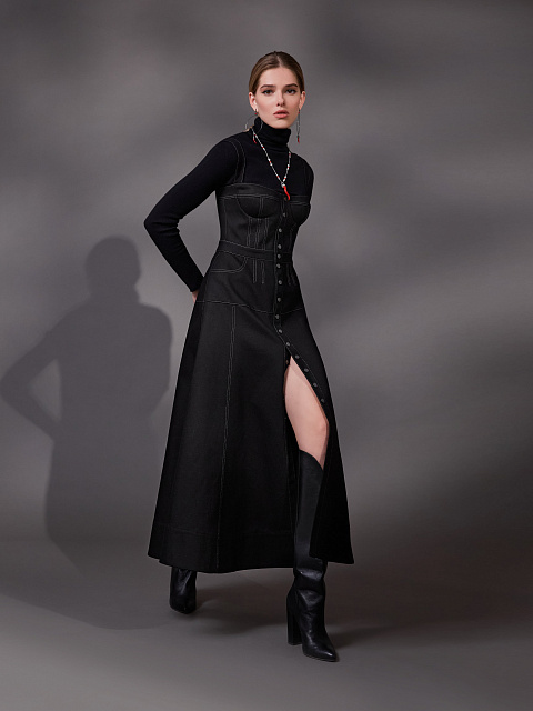 Black Denim Midi Dress, 5 Black Denim Midi Dress, 5
