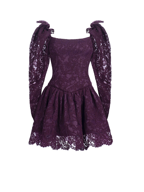 Purple Corded Lace Mini Dress, 1